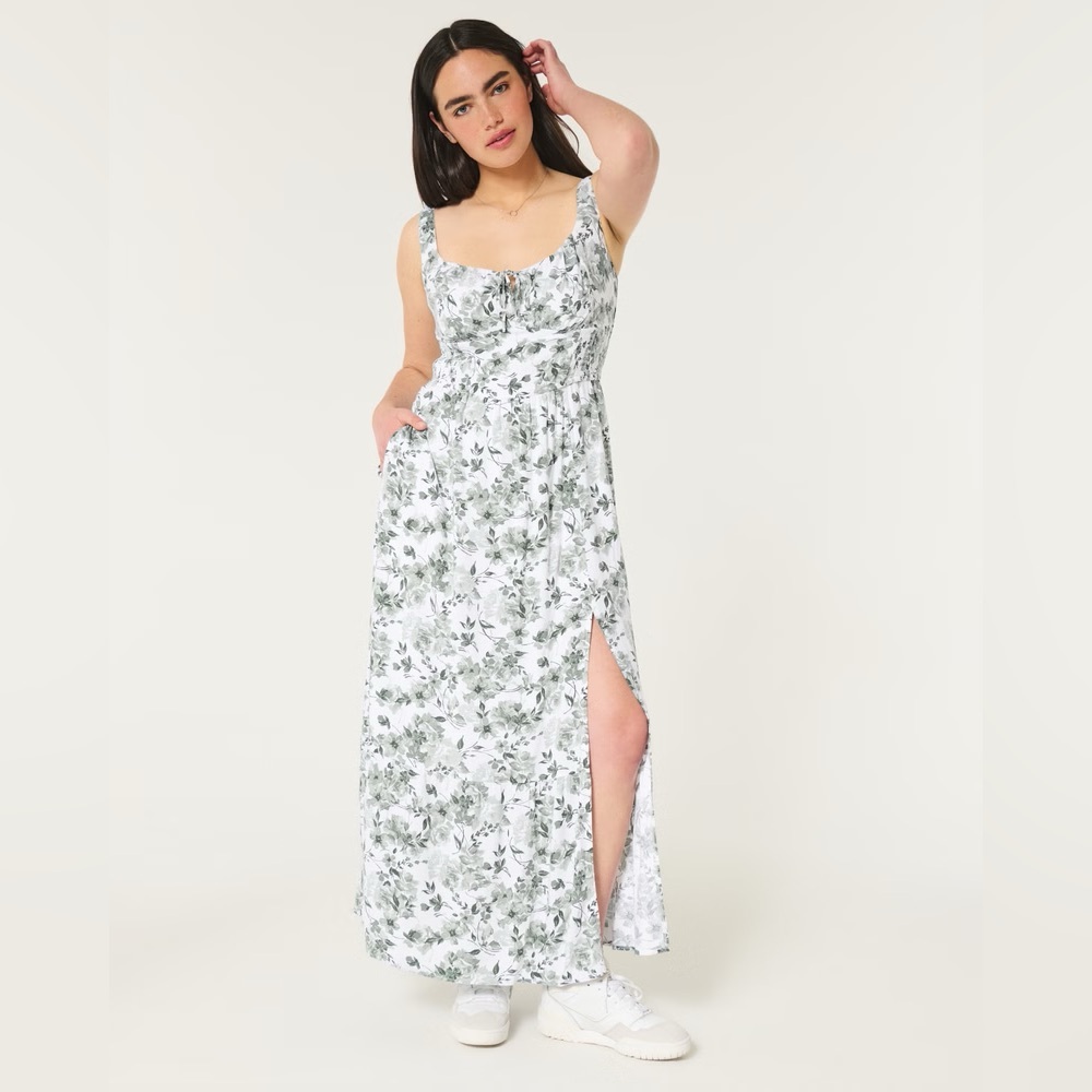HOLLISTER SOFIA SIDE-SMOCKED MAXI DRESS